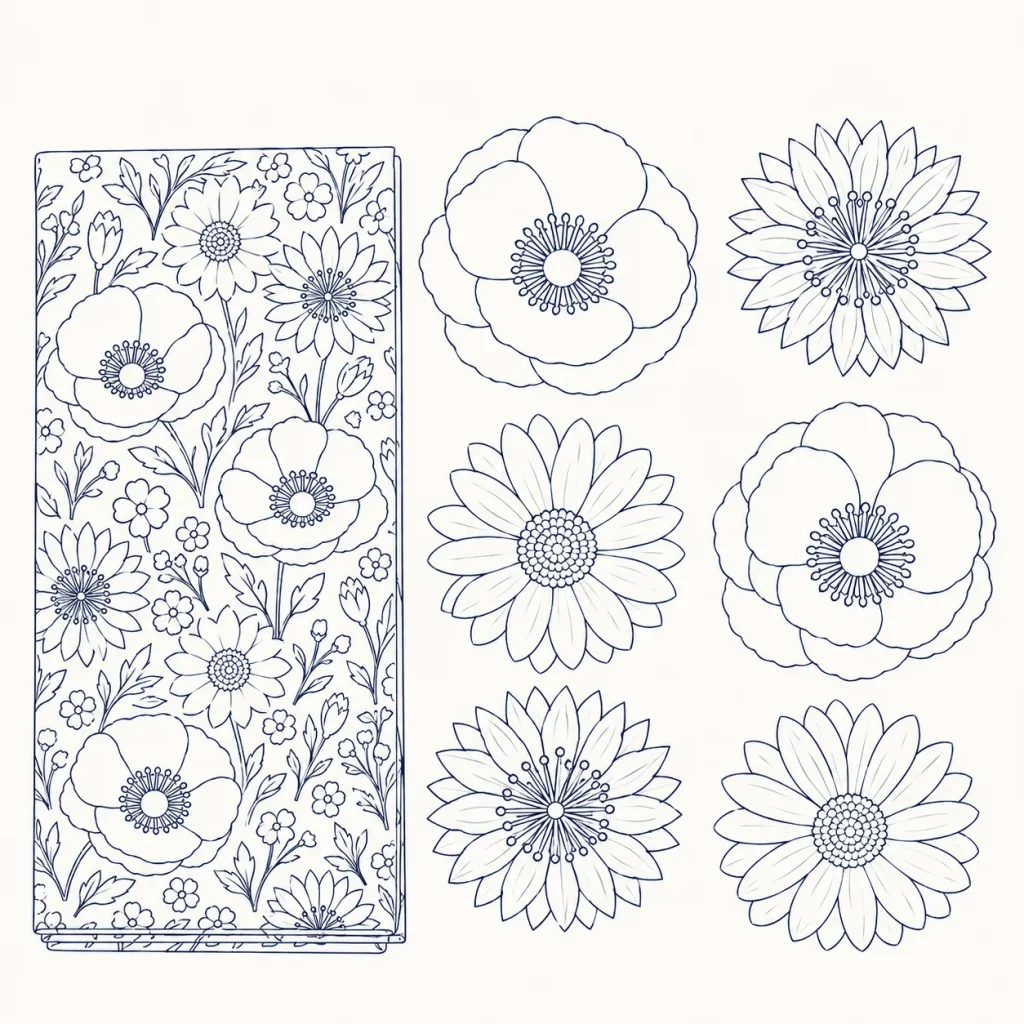 Wildflower Backdrop Kit, line drawing