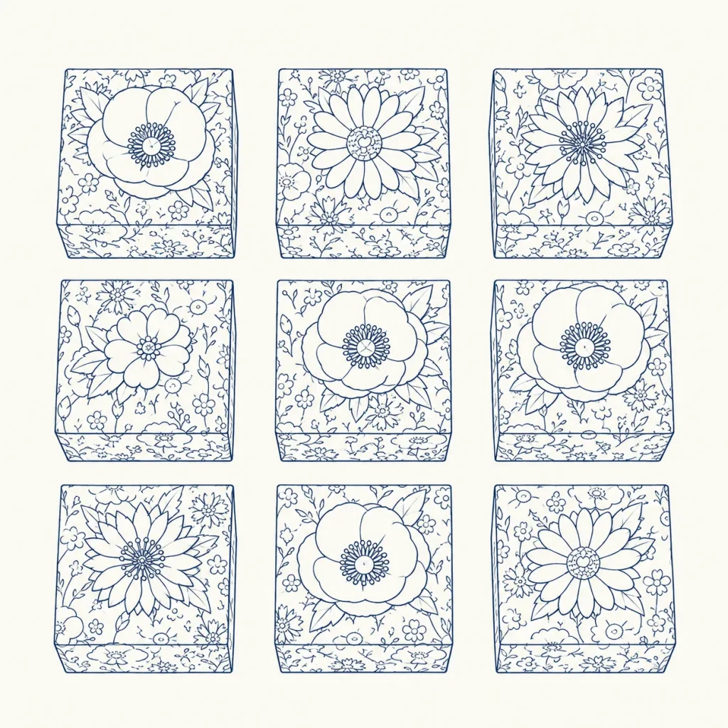 Wildflower Favor Boxes, line drawing