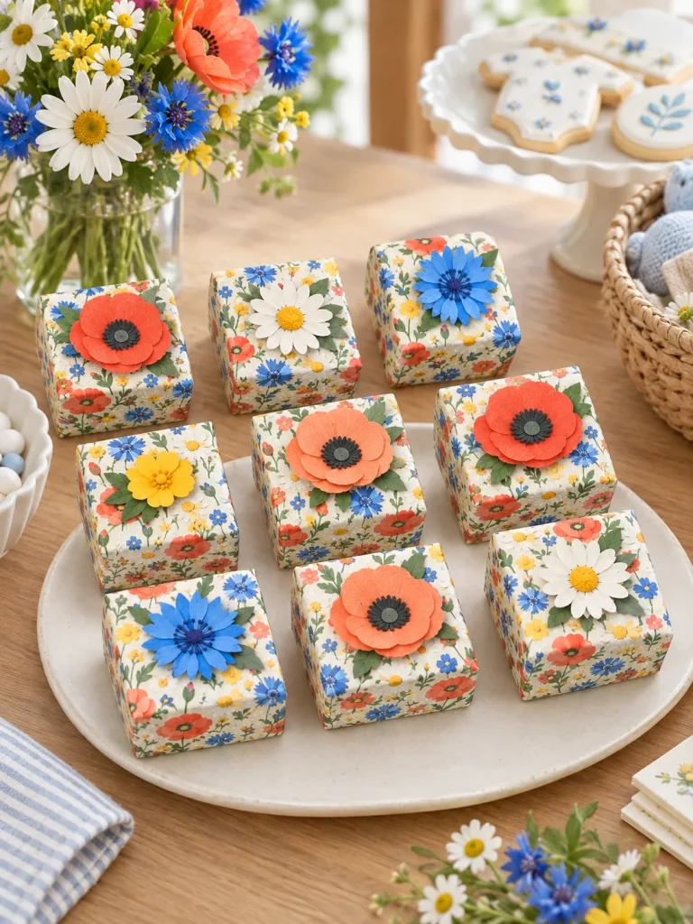 Wildflower Favor Boxes set up at a party