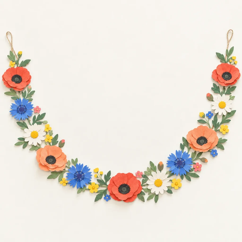 Wildflower Garland, everything in the set laid out