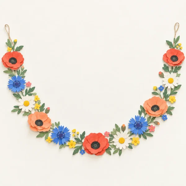 Wildflower Garland, everything in the set laid out