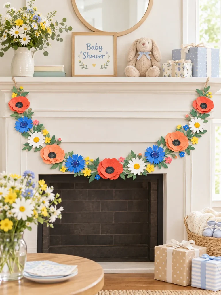 Wildflower Garland set up at a party