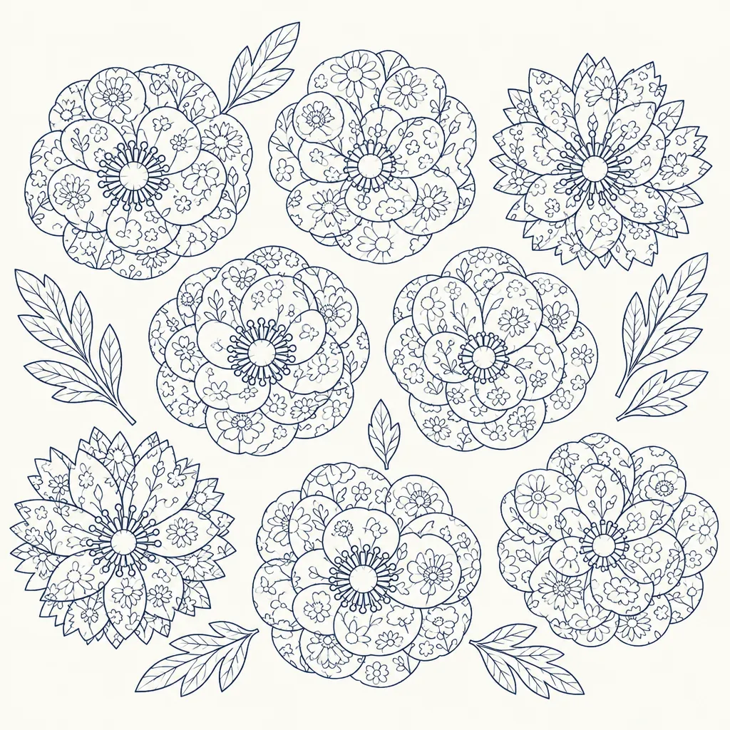 Wildflower Giant Paper Flower Set, line drawing