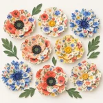 Wildflower Giant Paper Flower Set, everything in the set laid out