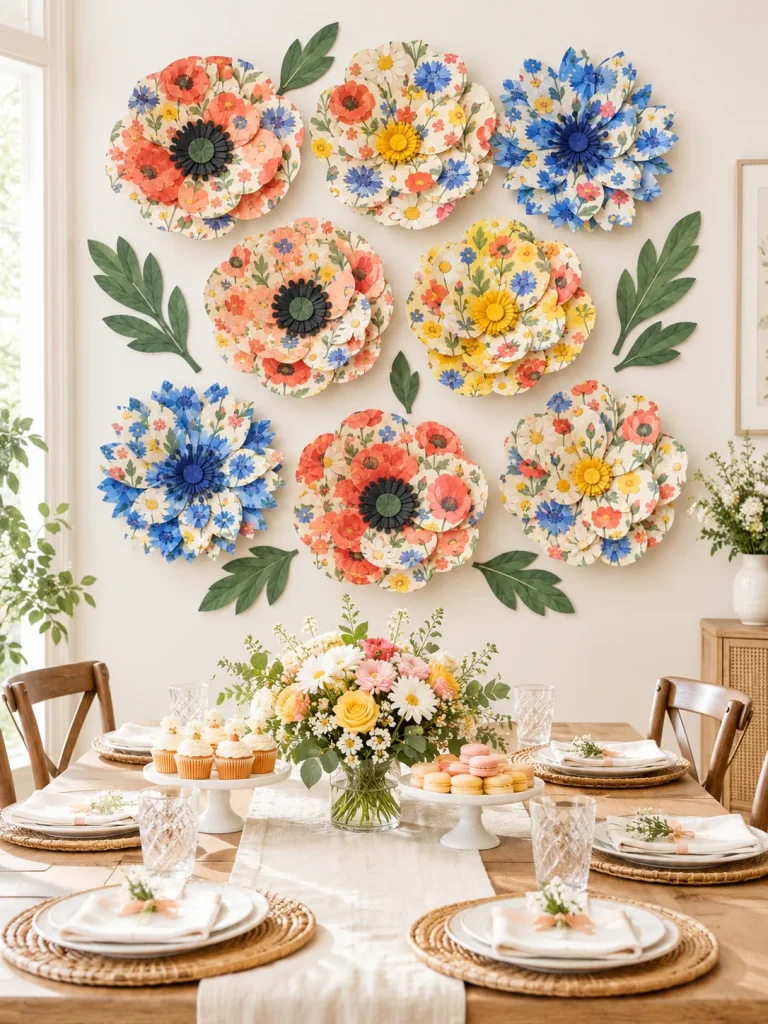 Wildflower Giant Paper Flower Set set up at a party