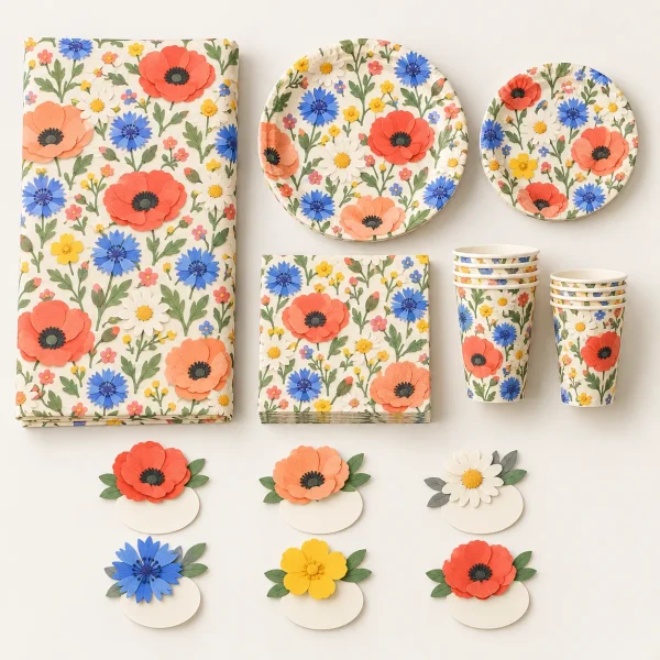 Wildflower Table Set, everything in the set laid out